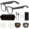 AI Smart Glasses with 8MP Camera, 4K HD Video Recording Glasses Real Time Translation AI Voice Assistant Object Recognition Replaceable Sunglasses Lenses Photochromic